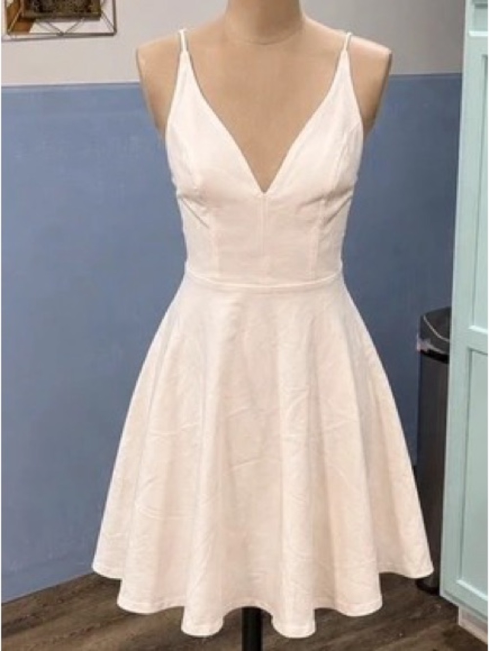 Classic White V-Neck Spaghetti-Strap Mini Dress